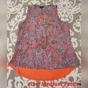 Paisley Sleeveless Top - Orange and Blue
